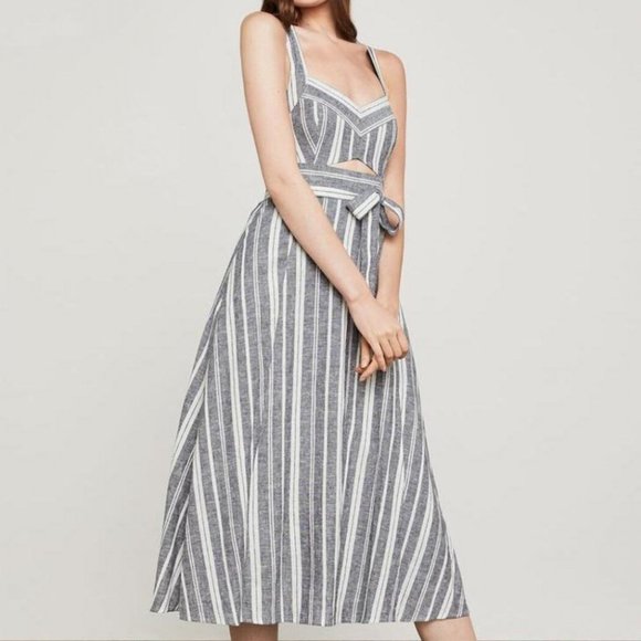 BCBGMaxAzria Dresses & Skirts - 🔵 BCBGMaxAzria Striped Cutout Midi Dress 4